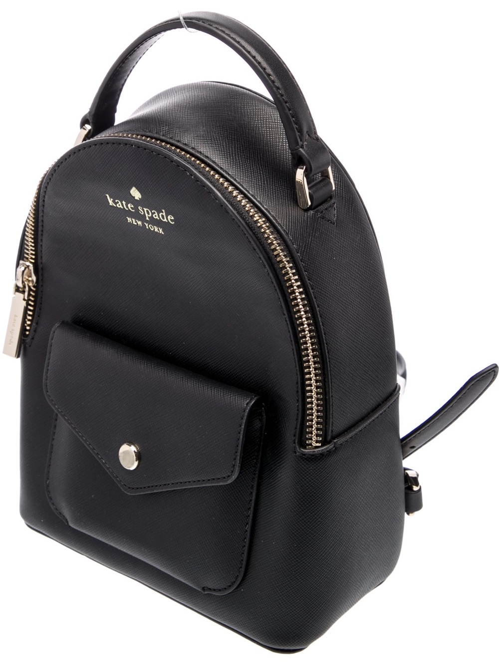 kate spade Black Saffiano Mini Backpack with Front Pocket